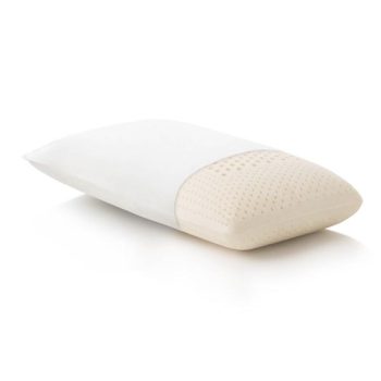 Malouf Zoned Talalay Latex pillow with cotton cover and natural ventilated latex cutaway