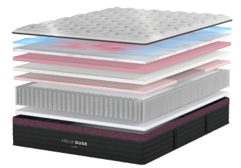 Helix Dusk Luxe mattress construction showing its individual layers