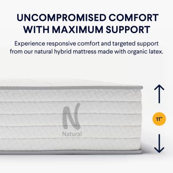 Nolah Natural latex hybrid mattress angled bedroom view