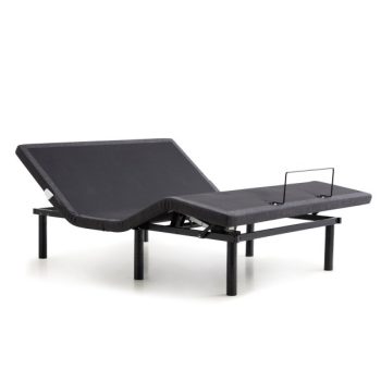 Malouf M555 smart adjustable bed base elevated three-quarter view