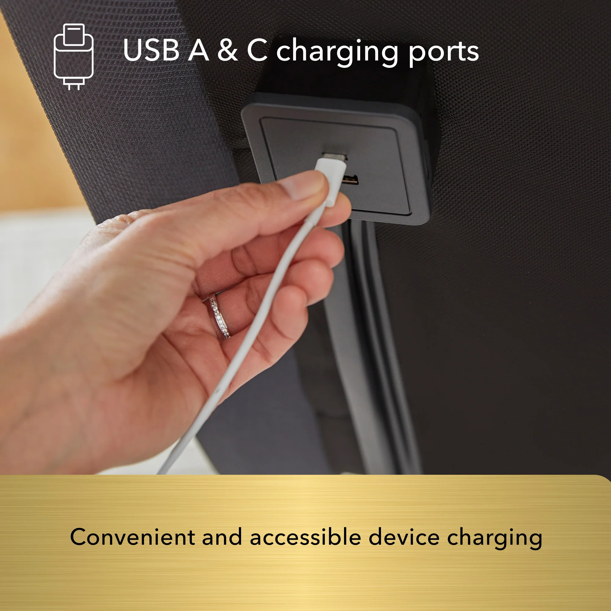 Serta Baselogic Gold adjustable base - Charging ports