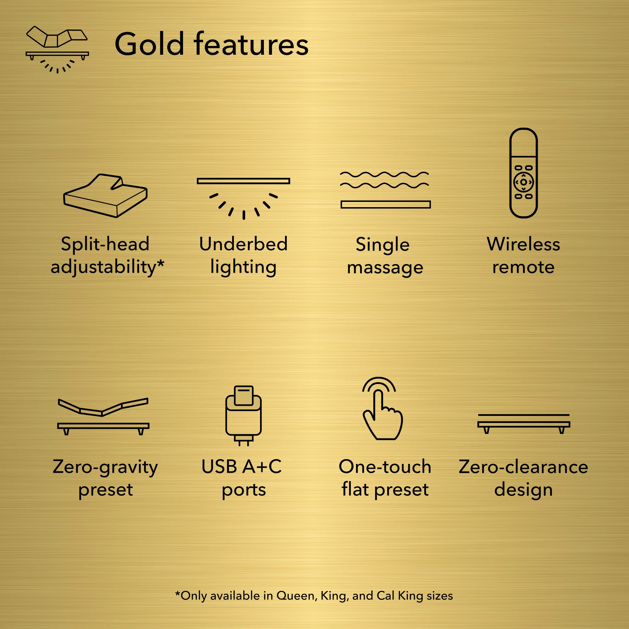 Serta Baselogic Gold adjustable base - Split model features