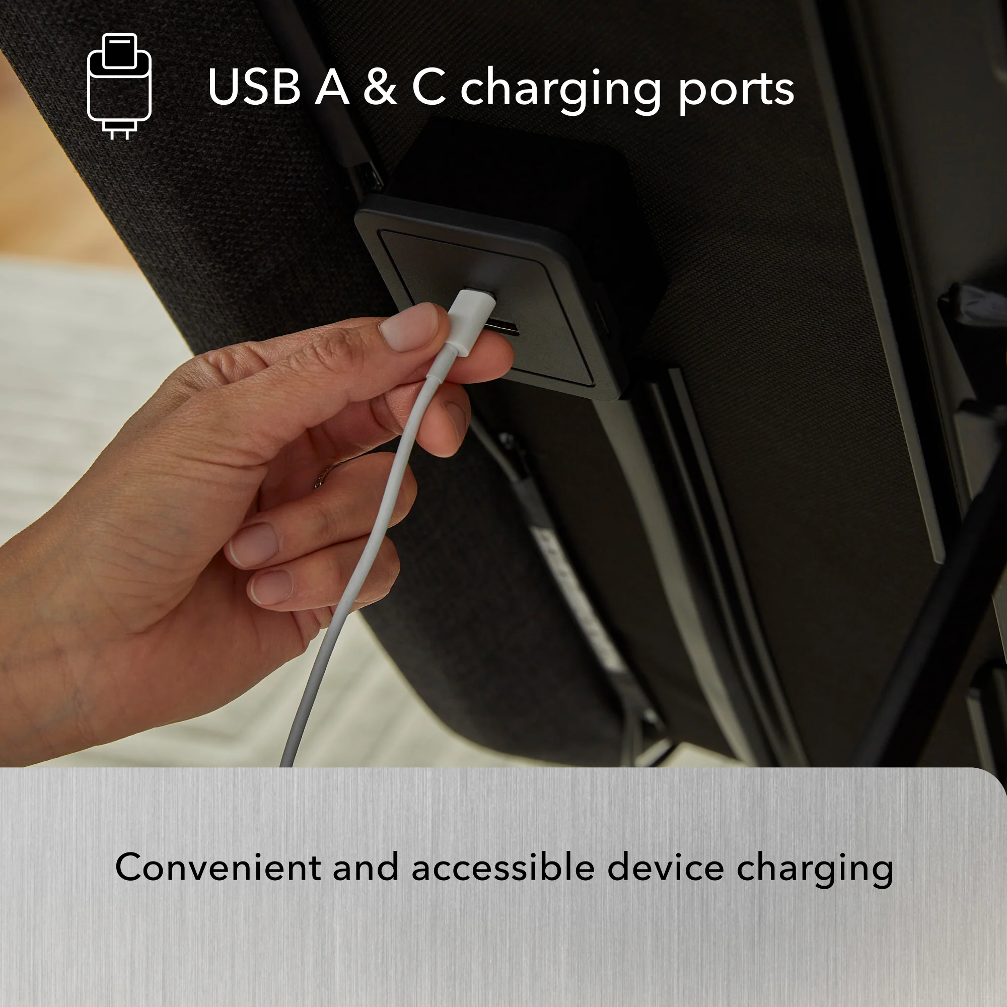 Serta Baselogic Platinum adjustable base - Charging ports