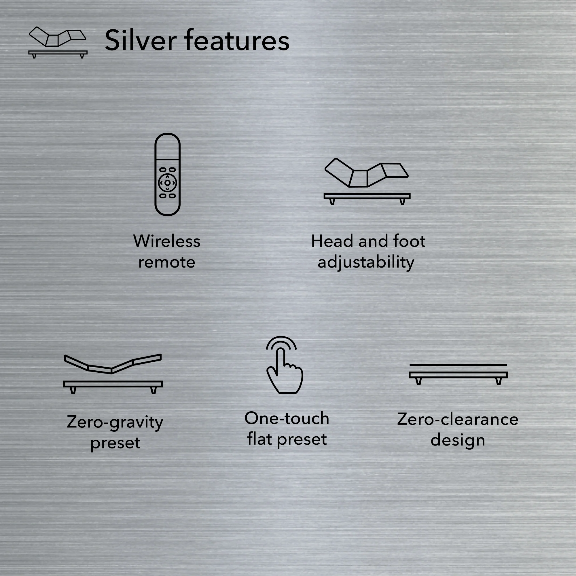 Serta Baselogic Silver adjustable base - Features