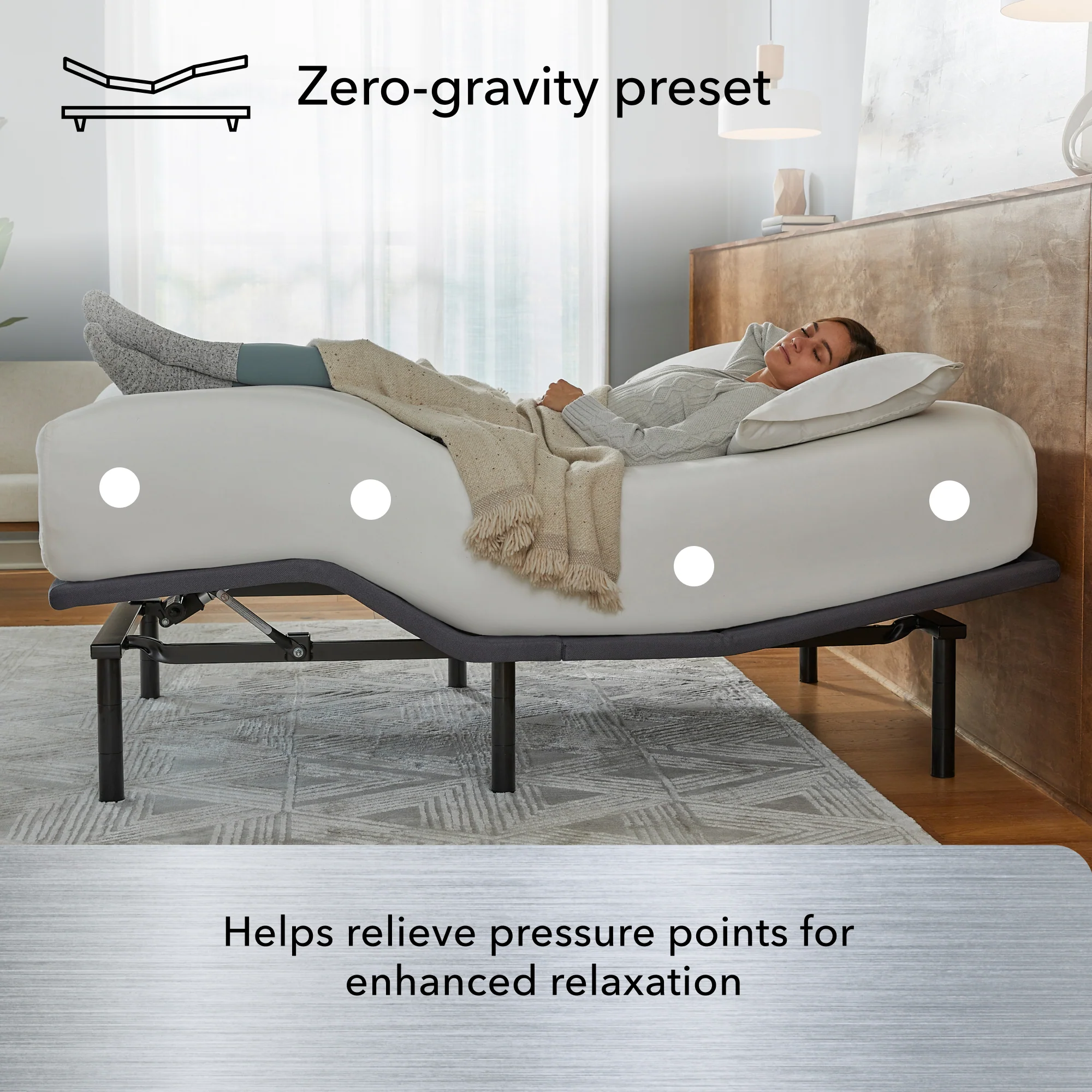 Serta Baselogic Silver adjustable base - Zero-gravity positioning
