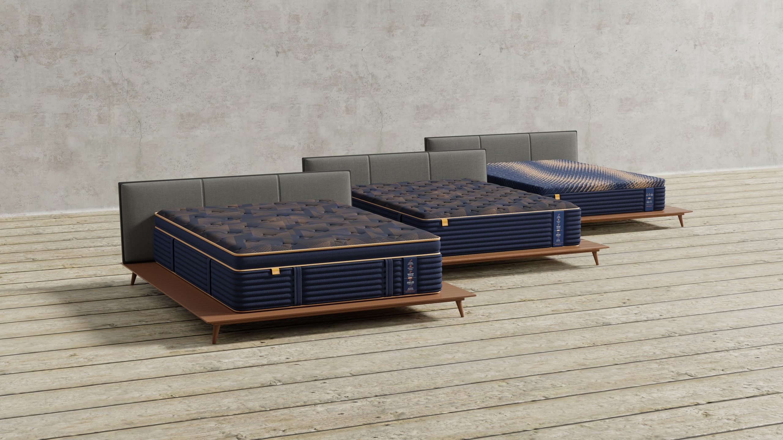 Tommie Copper Sleep collection showing three mattress tiers